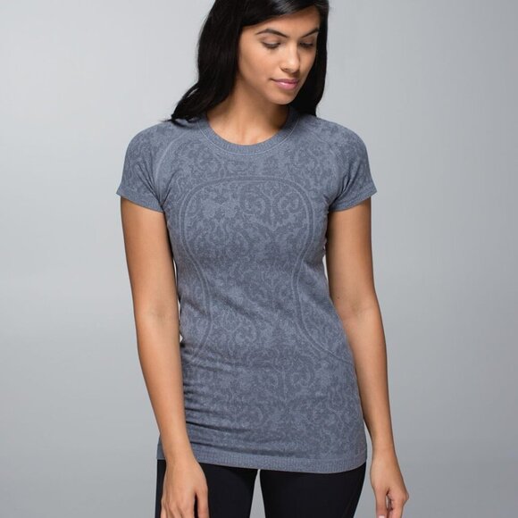Lululemon Run: Swiftly Tech Short Sleeve *Print - 10 Heathered Inkwell - Picture 1 of 6